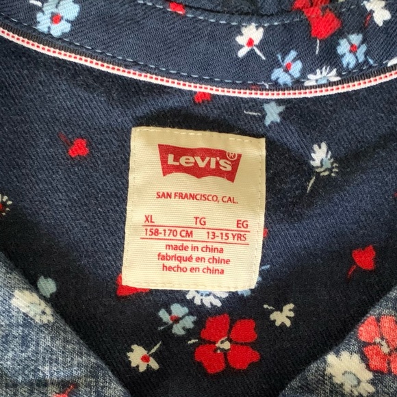 Levi’s Navy,Red&White Floral Long Sleeve Dress - Picture 2 of 8